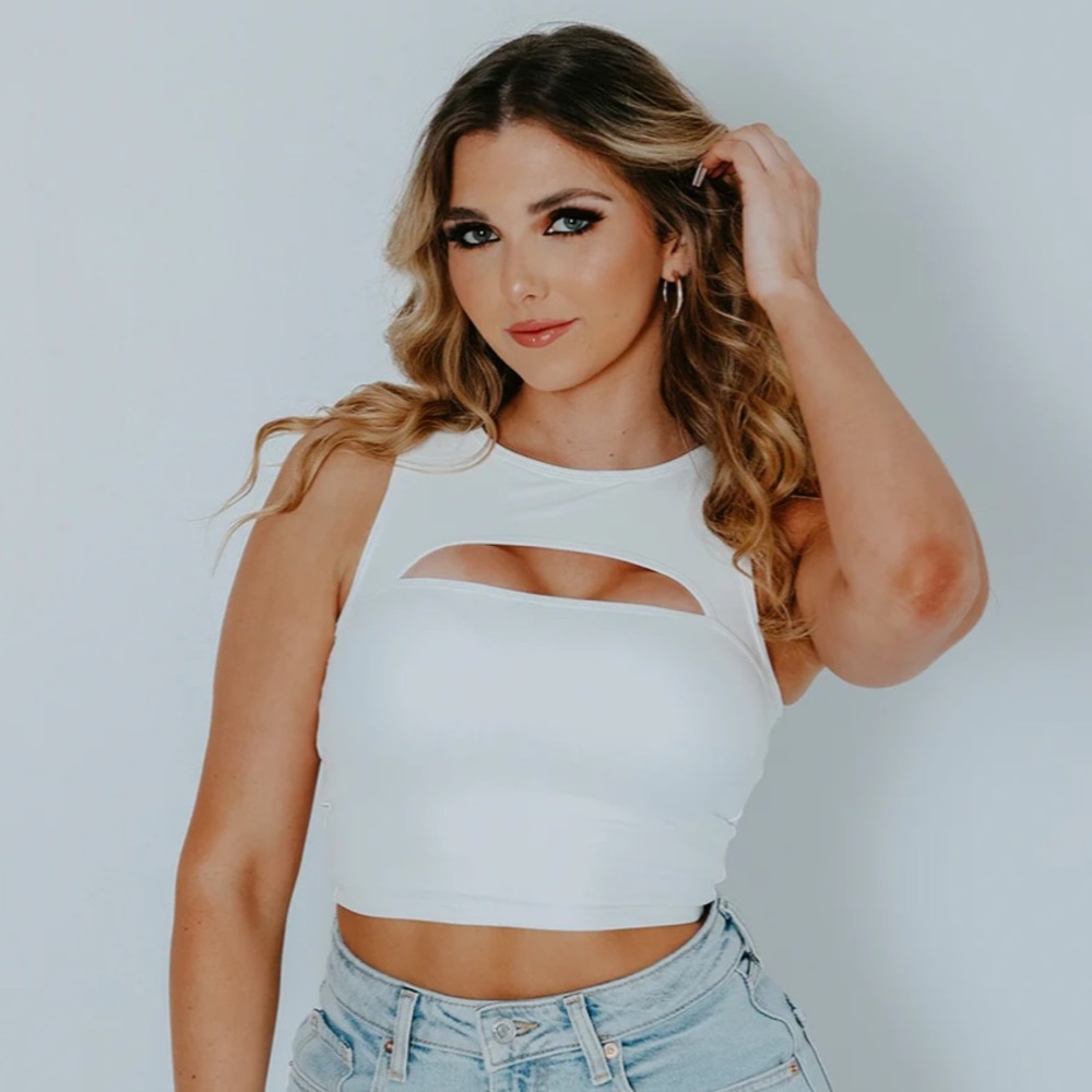 Peek a boo cut out brami crop tank Klassy Network